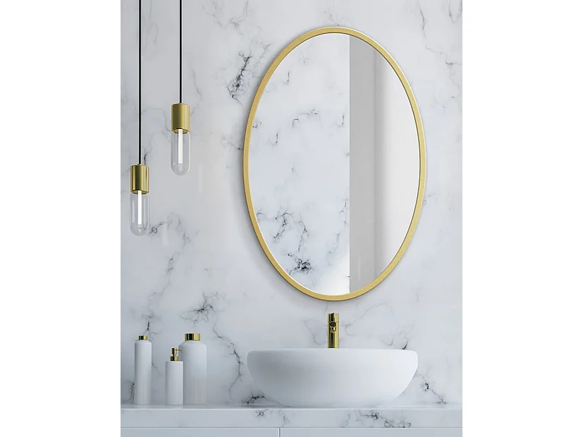 Specchio da parete in metallo con cornice dorata rotonda Valora MIRROR 70CM