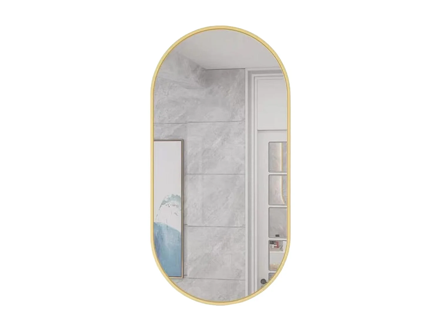 Miroir ovale Valora 80x40cm, cadre doré, style loft