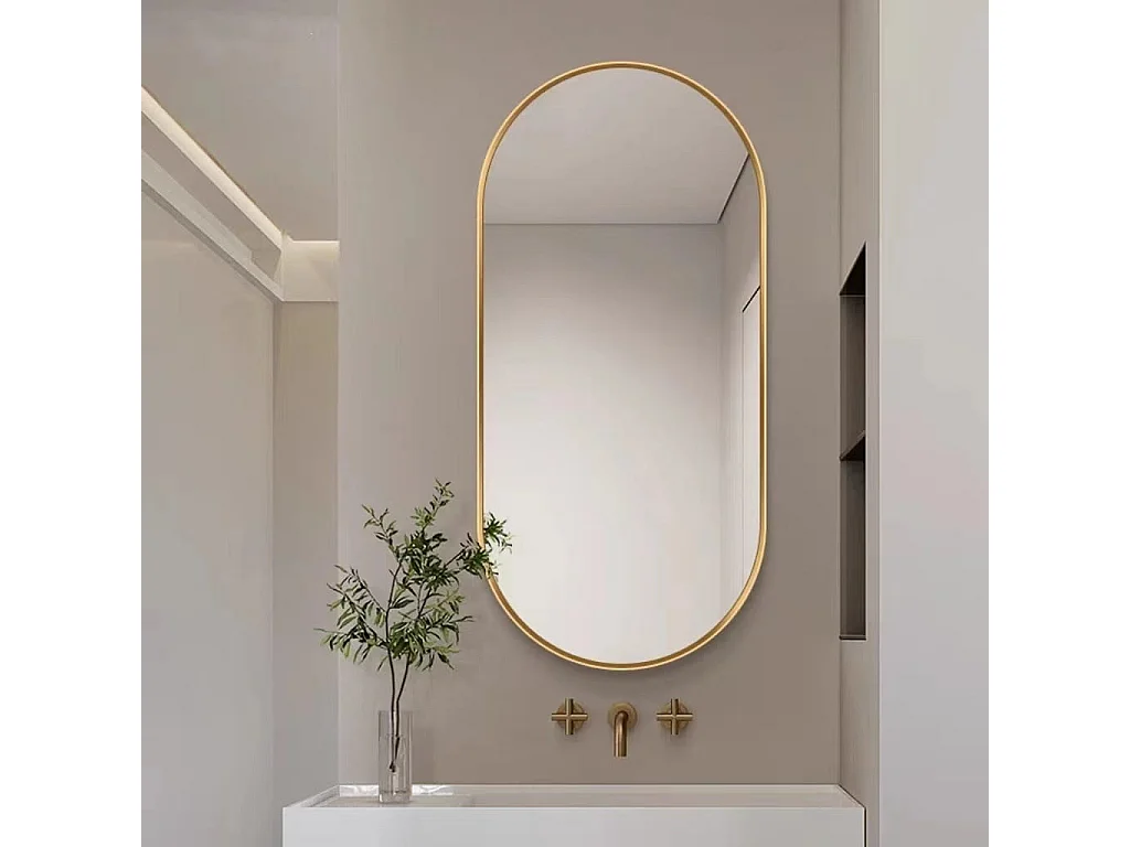 Miroir ovale Valora 80x40cm, cadre doré, style loft