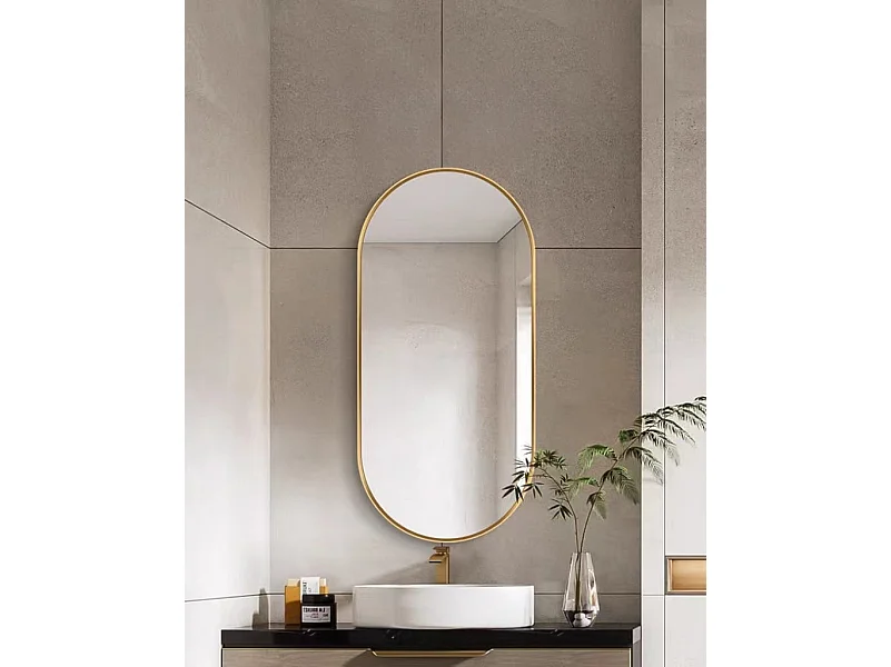 Miroir ovale Valora 80x40cm, cadre doré, style loft