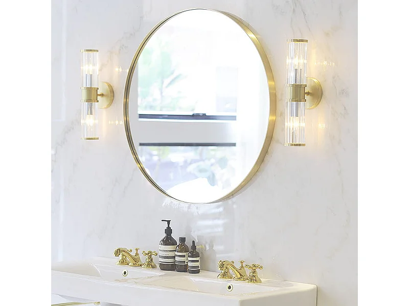 SPECCHIO Valora 60CM CON CORNICE ORO Rotondo in Metallo Design Scandinavo