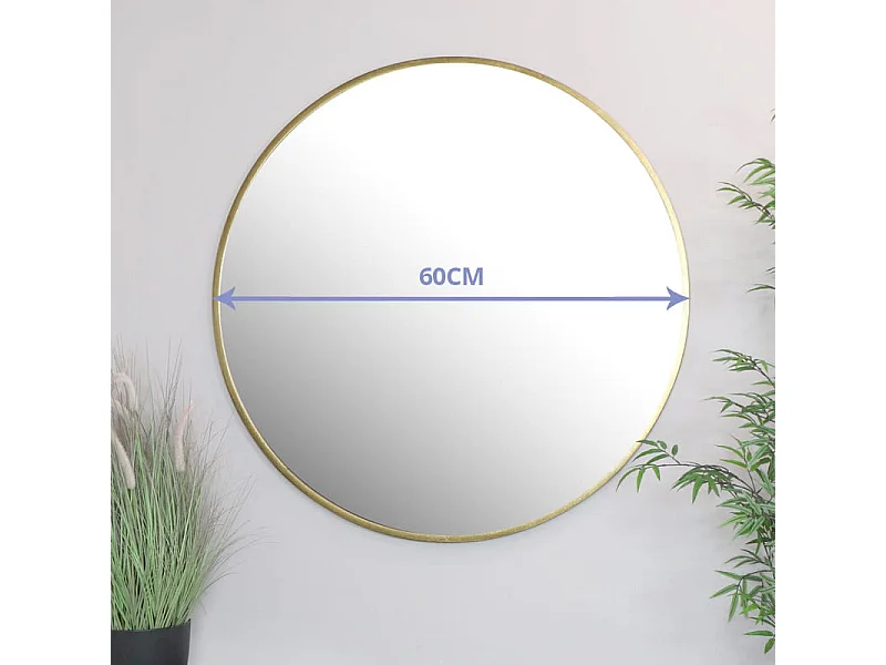 SPECCHIO Valora 60CM CON CORNICE ORO Rotondo in Metallo Design Scandinavo