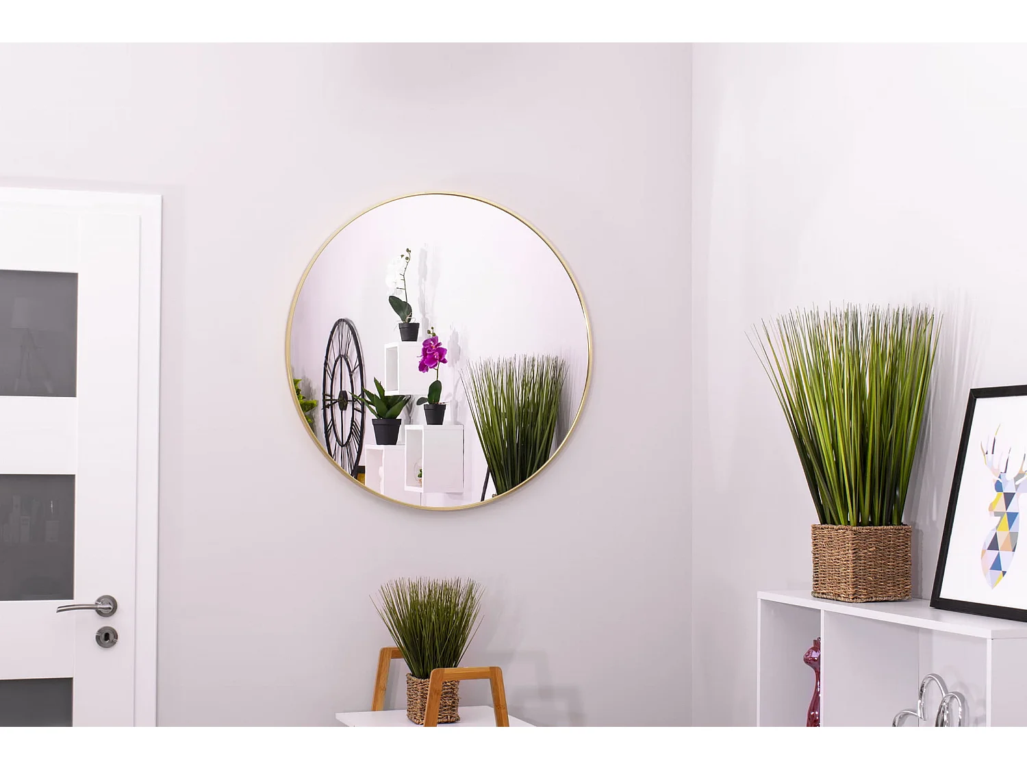 SPECCHIO Valora 60CM CON CORNICE ORO Rotondo in Metallo Design Scandinavo