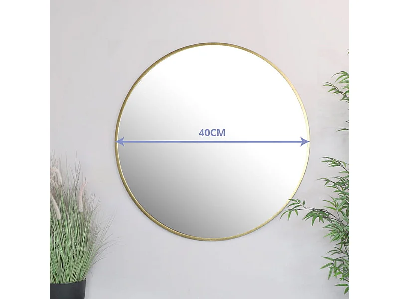 Specchio Valora 50CM con cornice dorata Specchio rotondo in metallo stile moderno