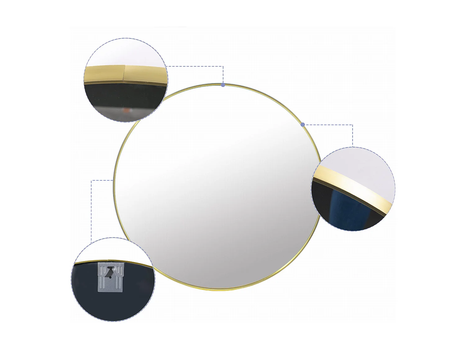 Specchio Valora 50CM con cornice dorata Specchio rotondo in metallo stile moderno