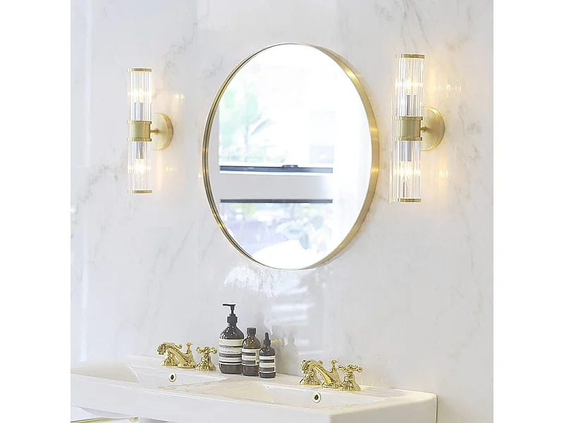 Specchio Valora 50CM con cornice dorata Specchio rotondo in metallo stile moderno