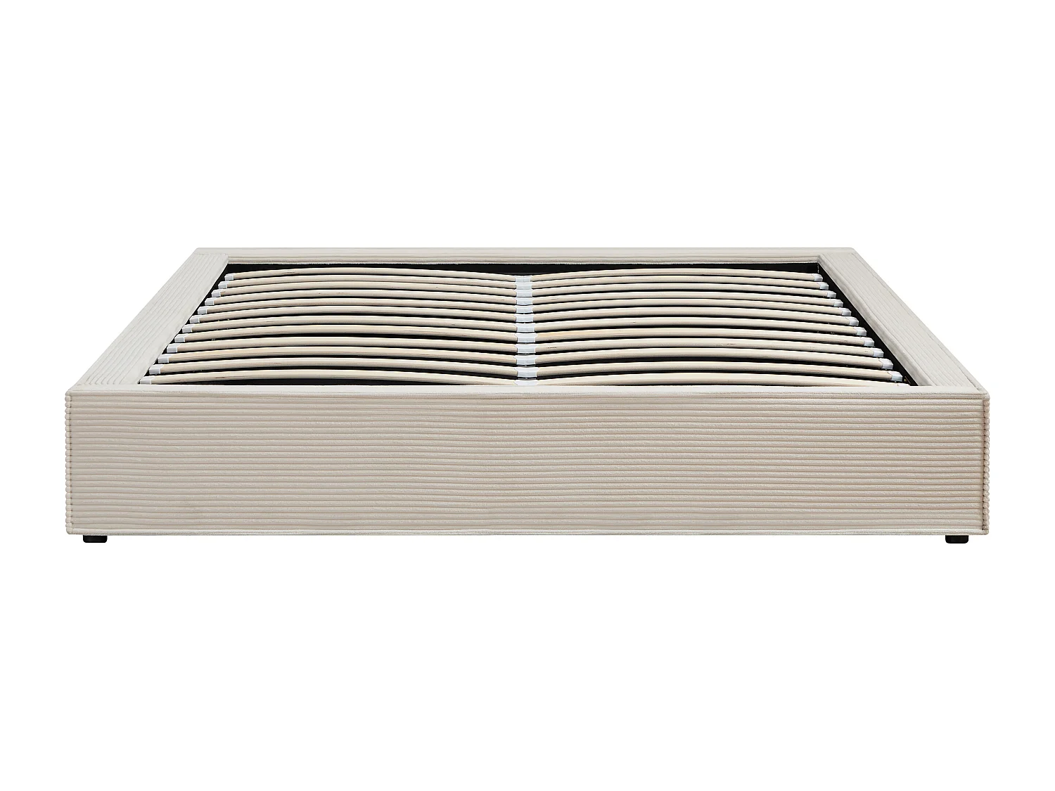 Sommier coffre 140 x 190 cm en velours côtelé - Crème - KARESO de YSMÉE