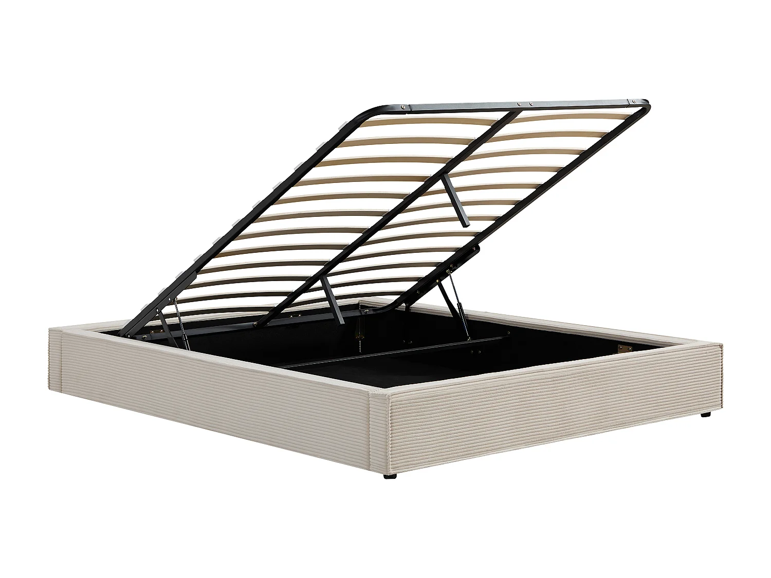 Sommier coffre 140 x 190 cm en velours côtelé - Crème - KARESO de YSMÉE