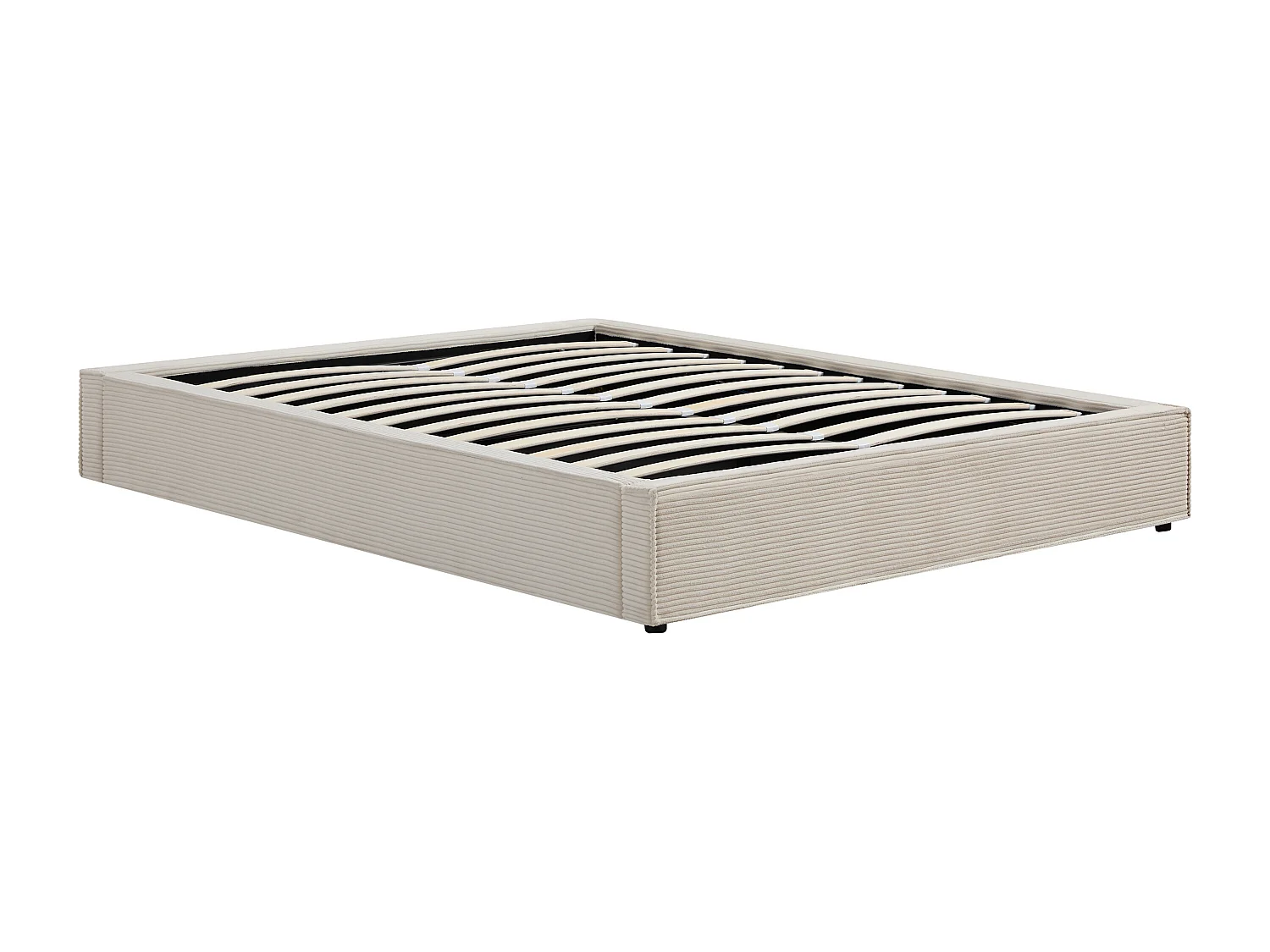 Sommier coffre 140 x 190 cm en velours côtelé - Crème - KARESO de YSMÉE