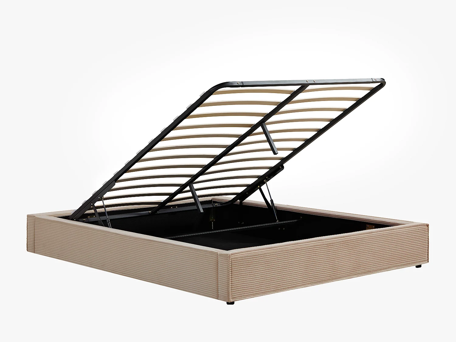 Sommier coffre 140 x 190 cm en velours côtelé - Beige - KARESO de YSMÉE