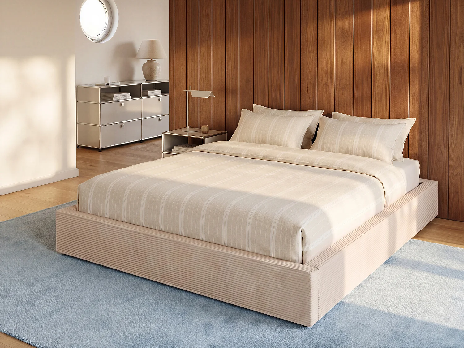 Bedbodem met opbergruimte 180 x 200 cm in corduroy - Beige - KARESO van YSMÉE