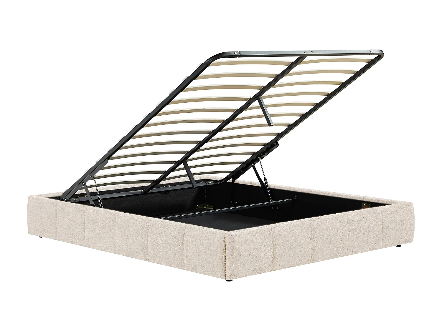 Sommier coffre 140 x 190 cm en tissu bouclette - Beige - NULOX de YSMÉE