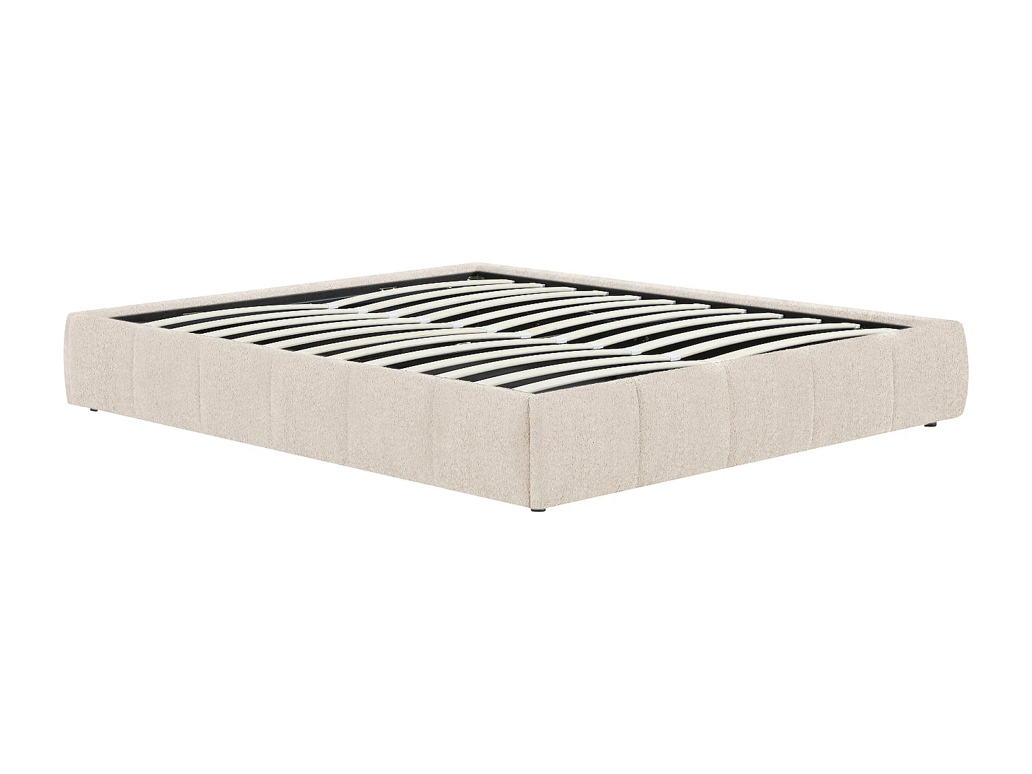 Sommier coffre 160 x 200 cm en tissu bouclette - Beige - NULOX de YSMÉE