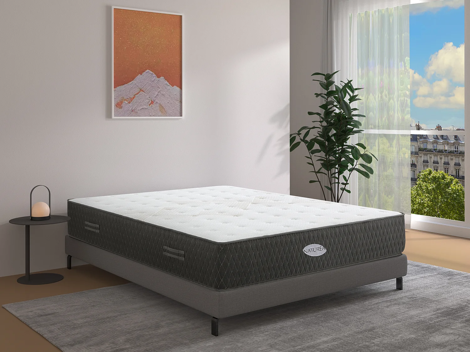 Matelas 200 x 200 cm ressorts ensachés et fibres de Kapok ép.31cm - SOREMA de NATUREA
