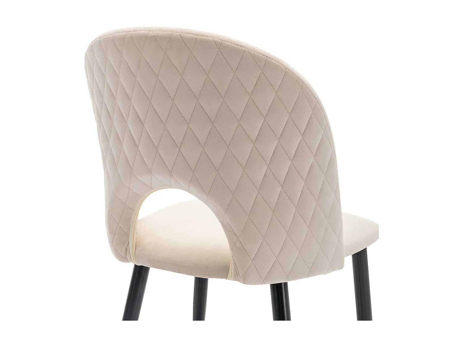 6er-Set Samt-Esszimmerstühle mit Metallgestell – beige