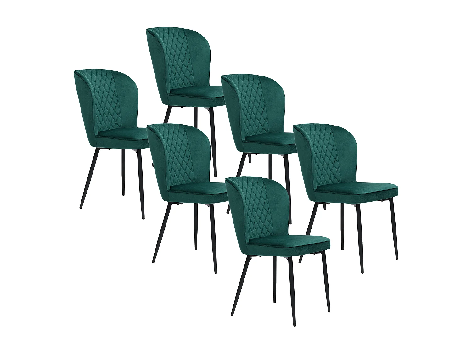 Chaise de salle à manger en velours, piètement métal – vert