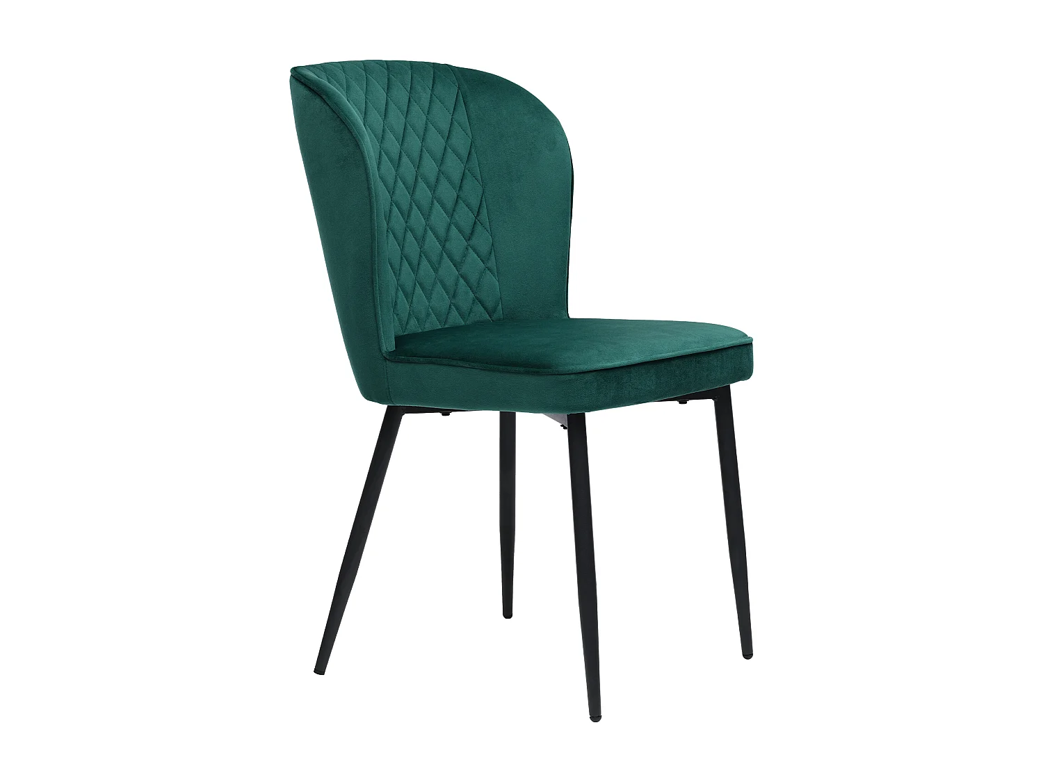 Chaise de salle à manger en velours, piètement métal – vert