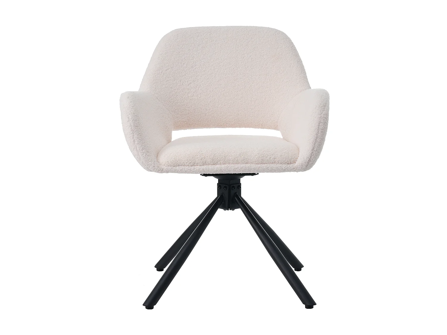 Set van 6 Sherpa stoelen, modern design, draaibaar met armleuningen – wit