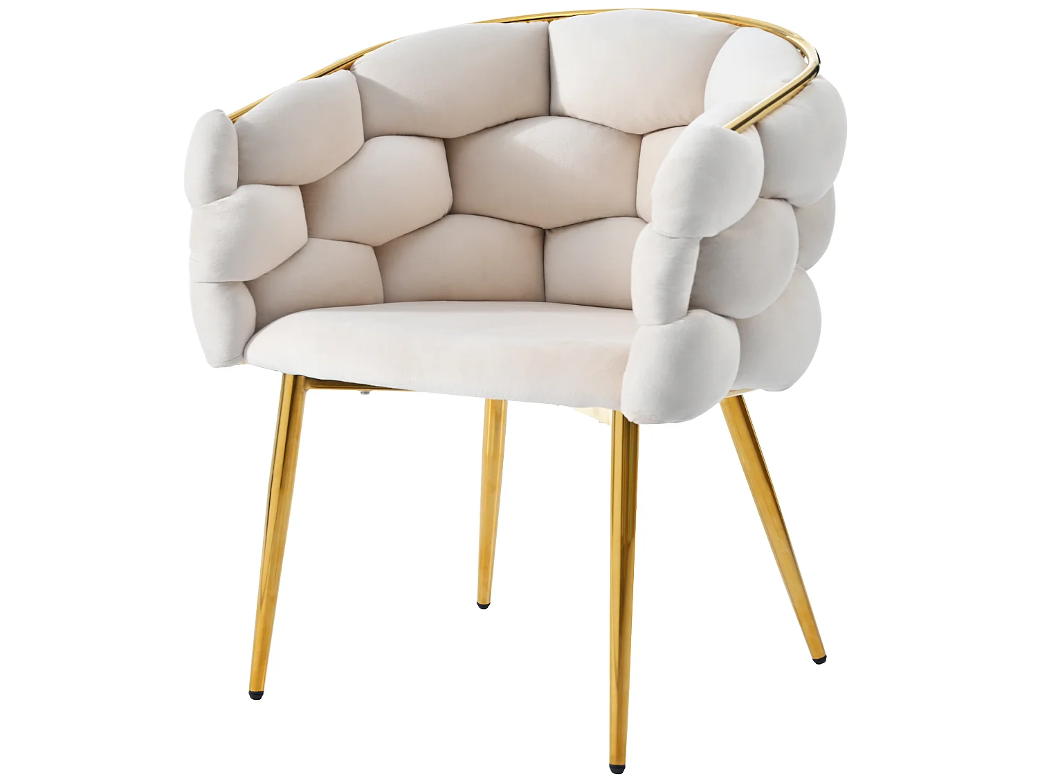 Chaise de salle à manger en velours, pieds métal doré – beige