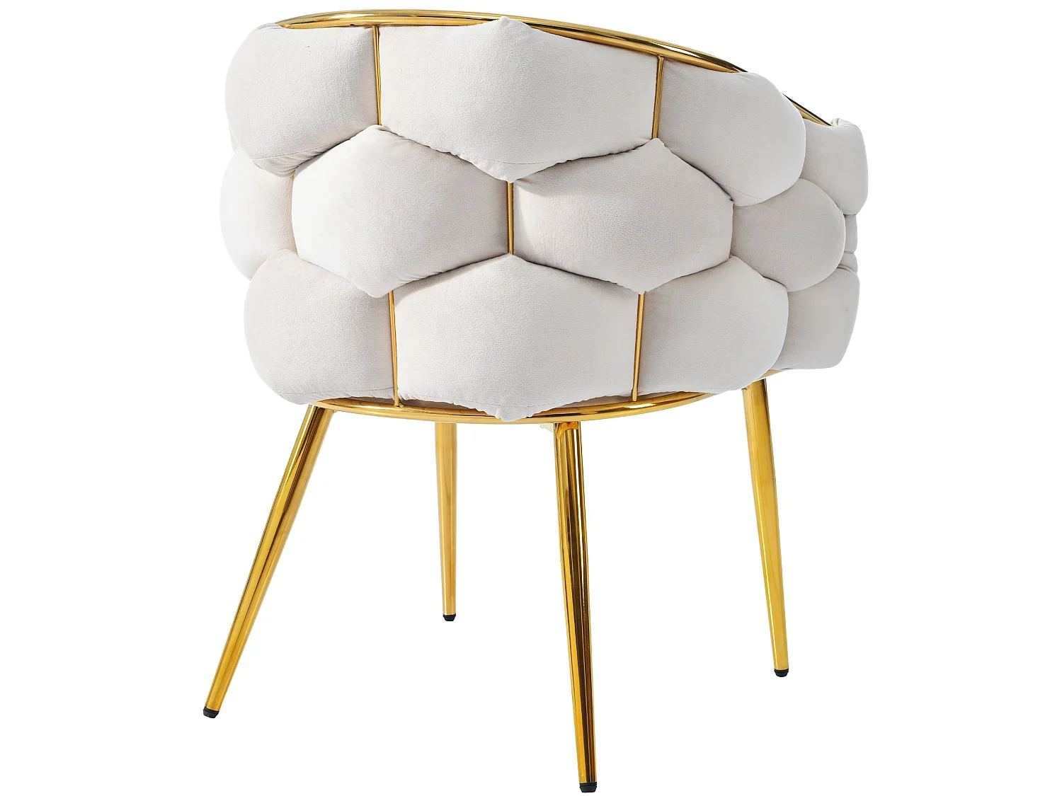 Chaise de salle à manger en velours, pieds métal doré – beige