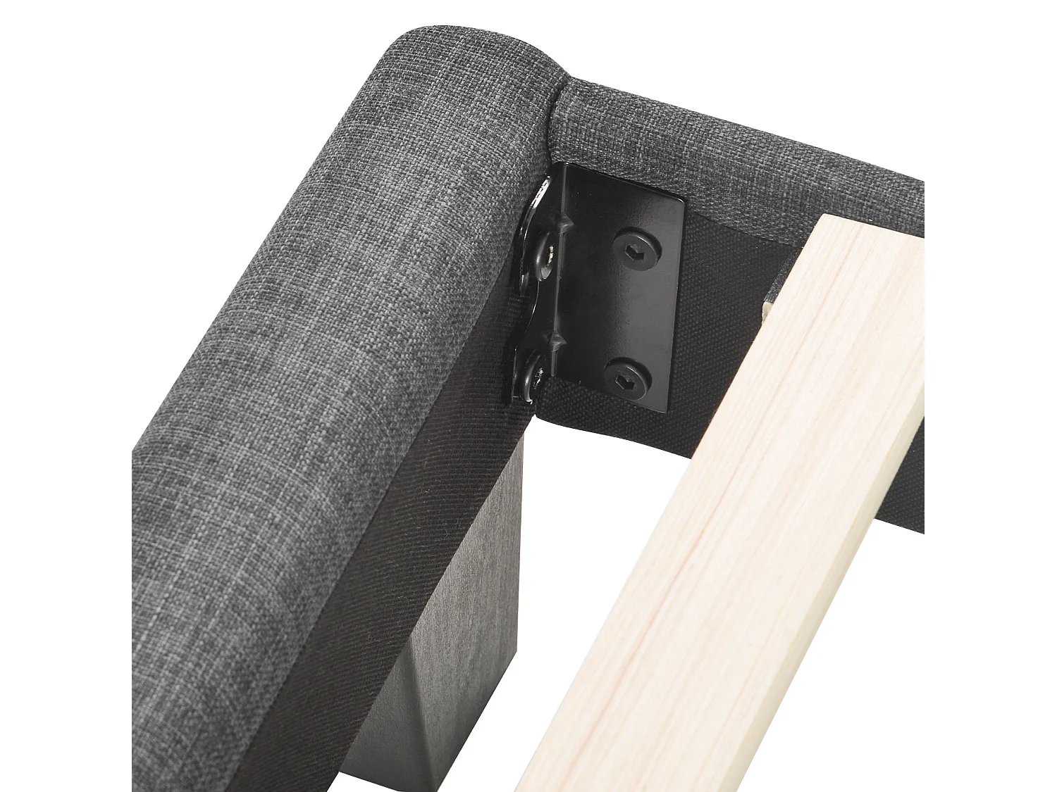 Lit adulte 140x200 cm - Lit double avec tête de lit rembourrée - lin gris - matelas inclus