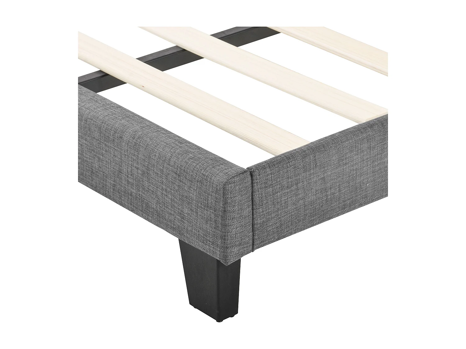 Lit adulte 140x200 cm - Lit double avec tête de lit rembourrée - lin gris - matelas inclus