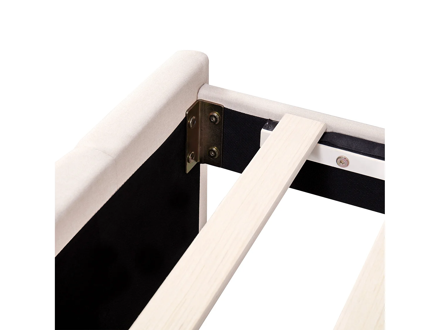 Doppelbett (140 x 200 cm) mit 4 Schubladen und LED-Lampe – beige Bettwäsche – Matratze nicht im Lieferumfang enthalten