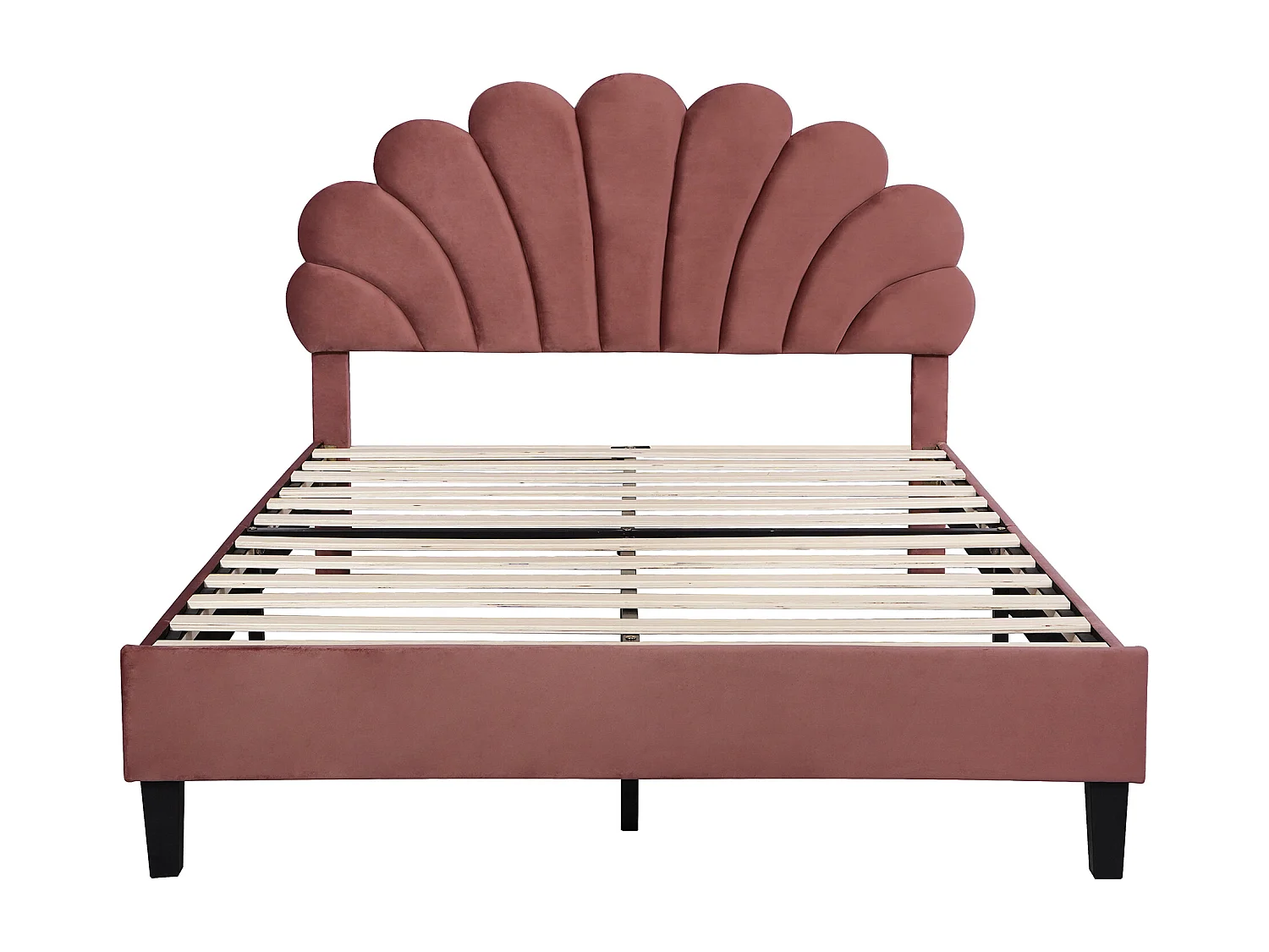 Łóżko dziecięce 140x200 cm - zagłówek w kształcie kwiatka - welur w kolorze fasolowym - materac nie jest wliczony w cenę