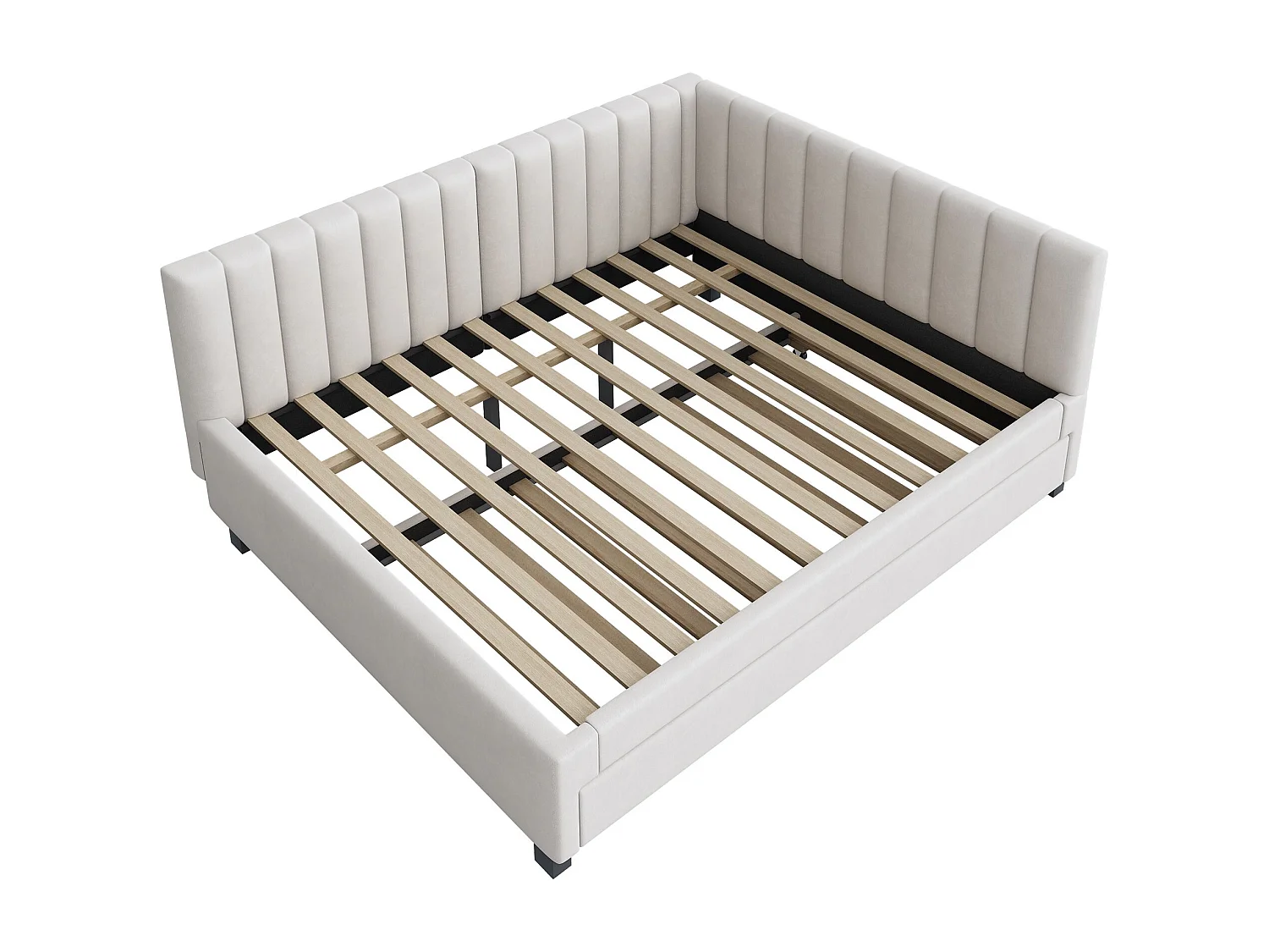 Łóżko dla dorosłych 140x200 cm - z podstawą z listew - beżowy - bez materaca