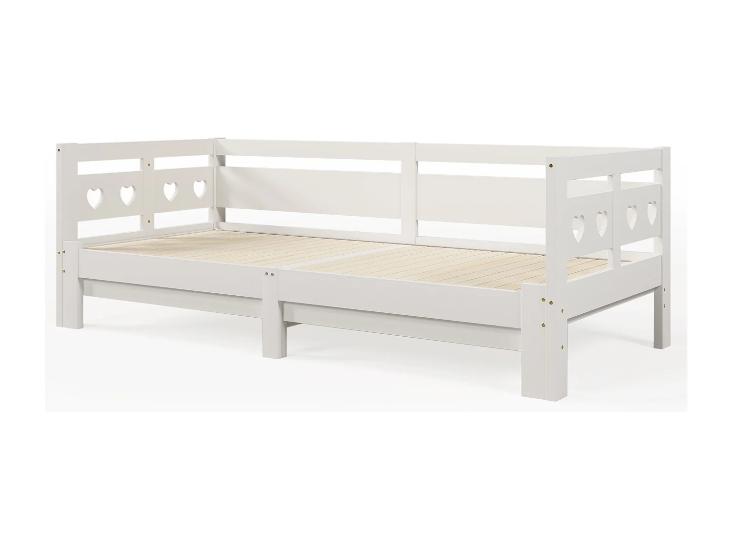 Ausziehbett 90 x 200 cm – mit Armlehnen – weißes Holz – Matratze nicht im Lieferumfang enthalten