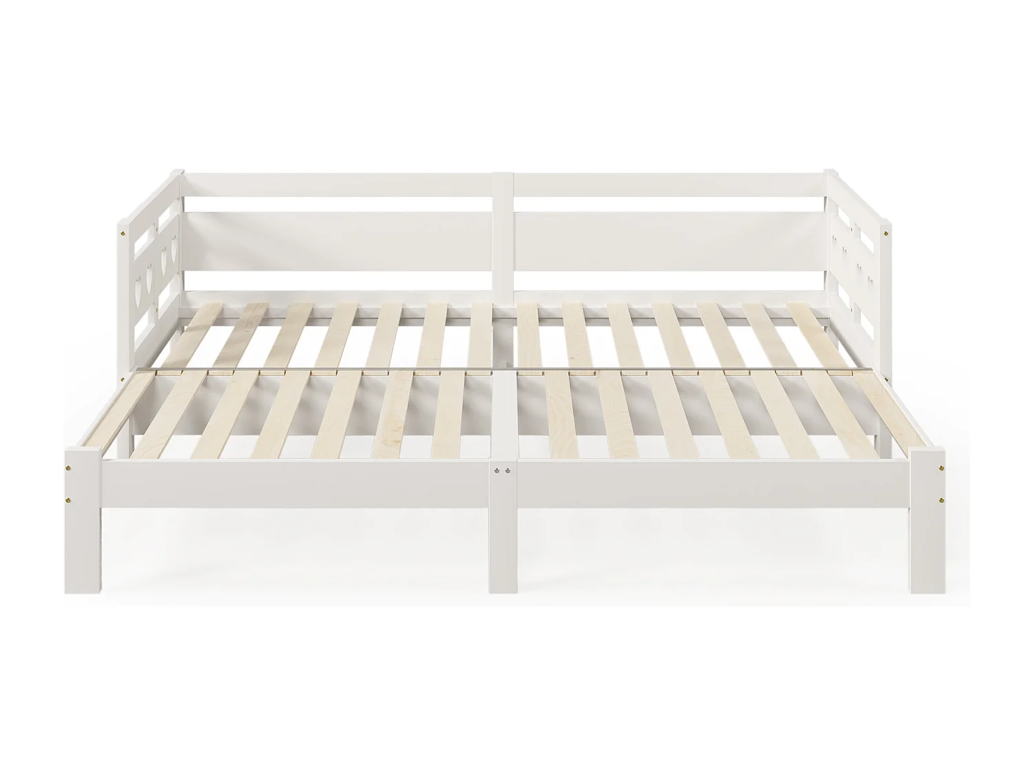 Ausziehbett 90 x 200 cm – mit Armlehnen – weißes Holz – Matratze nicht im Lieferumfang enthalten