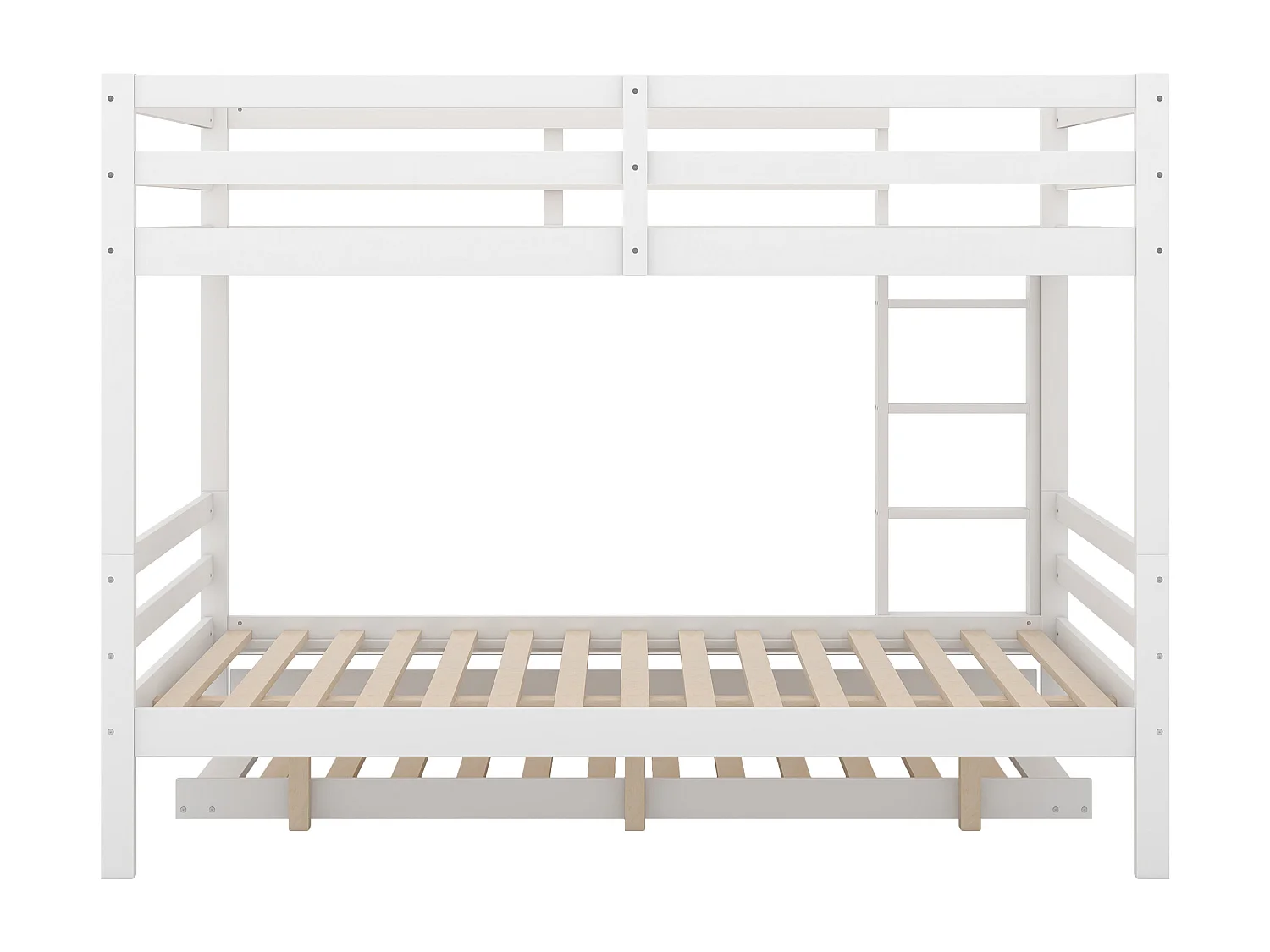 Lit superposé 140x200 cm - avec matelas escamotables - blanc bois