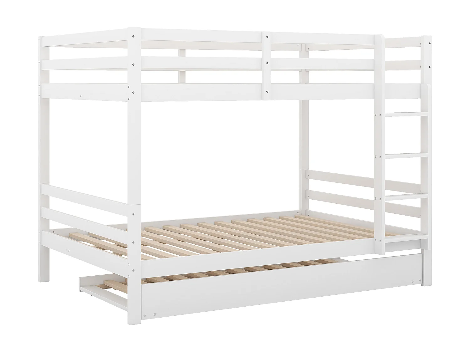 Lit superposé 140x200 cm - avec matelas escamotables - blanc bois