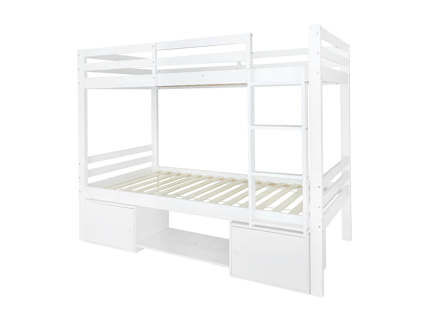 Stapelbed 90x200 cm - met schoenenrekken en planken - wit