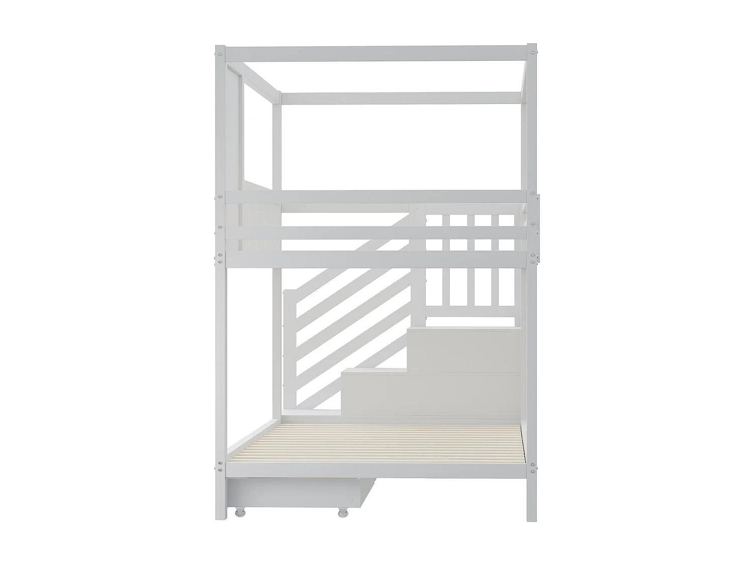 Stapelbed 90 x 200 cm - met lades, lattenbodem - hout - wit