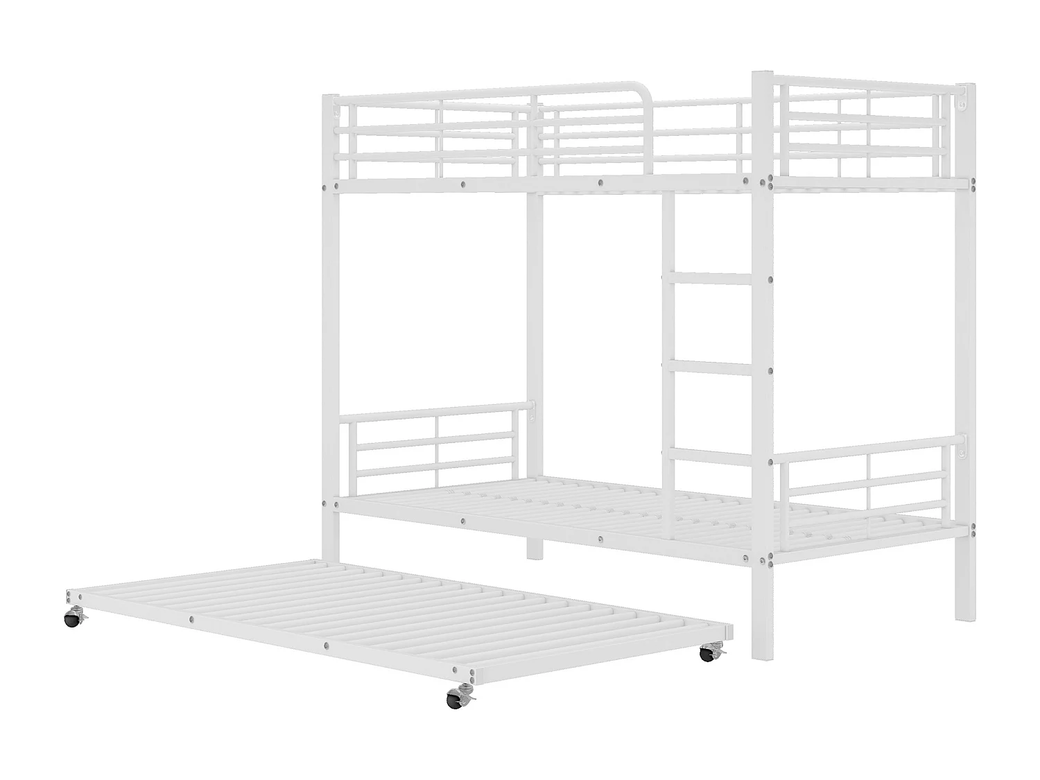 Letto a castello 90x200 cm e 90x190 cm - metallo - bianco - materasso non incluso