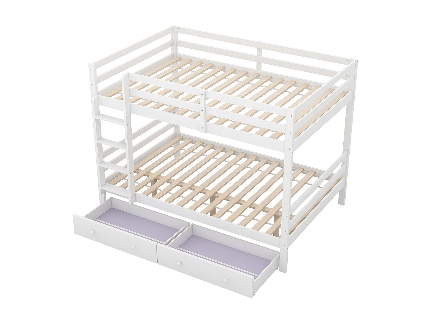 Beliche 140x200 cm - com gavetas - madeira branca - colchão incluído