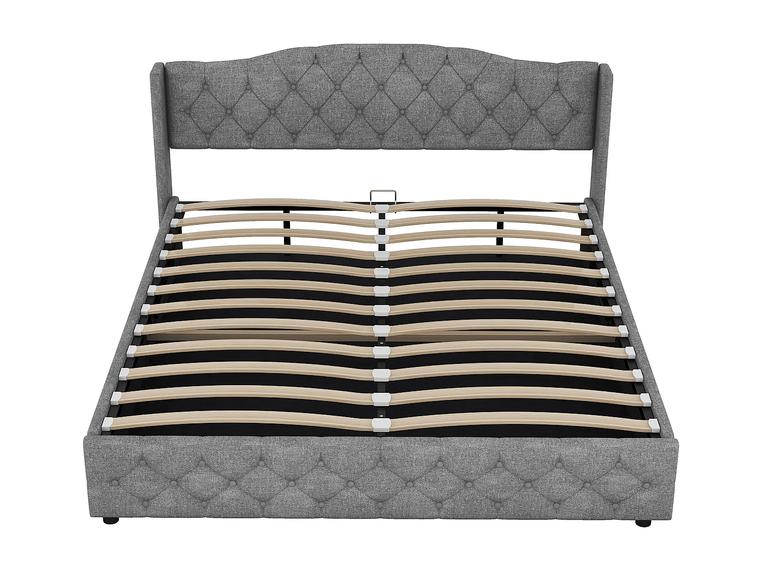 Opbergbed 180x200 cm - met hoofdbord - grijs linnen - matras niet inbegrepen