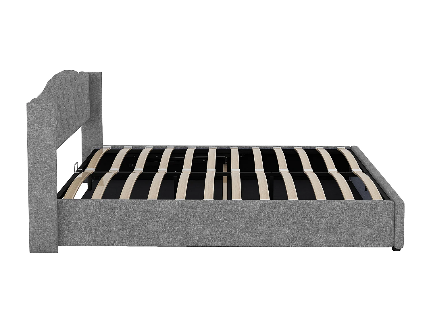 Opbergbed 180x200 cm - met hoofdbord - grijs linnen - matras niet inbegrepen