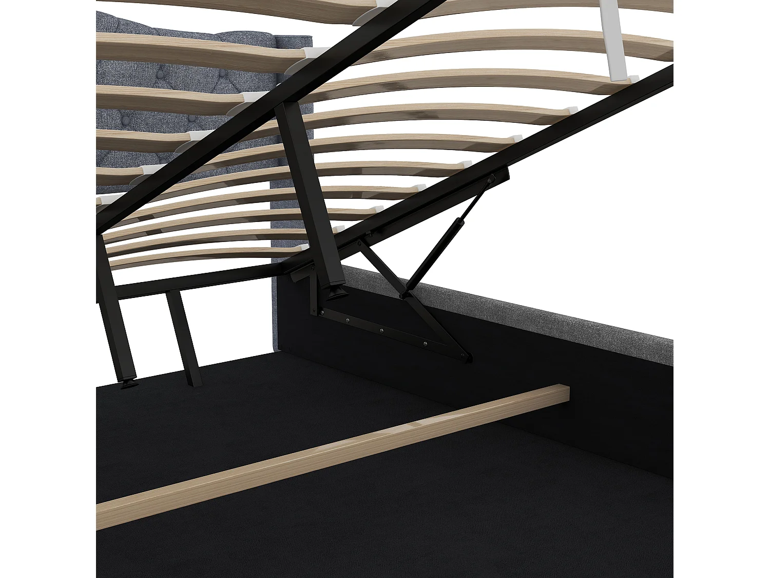 Opbergbed 180x200 cm - met hoofdbord - grijs linnen - matras niet inbegrepen