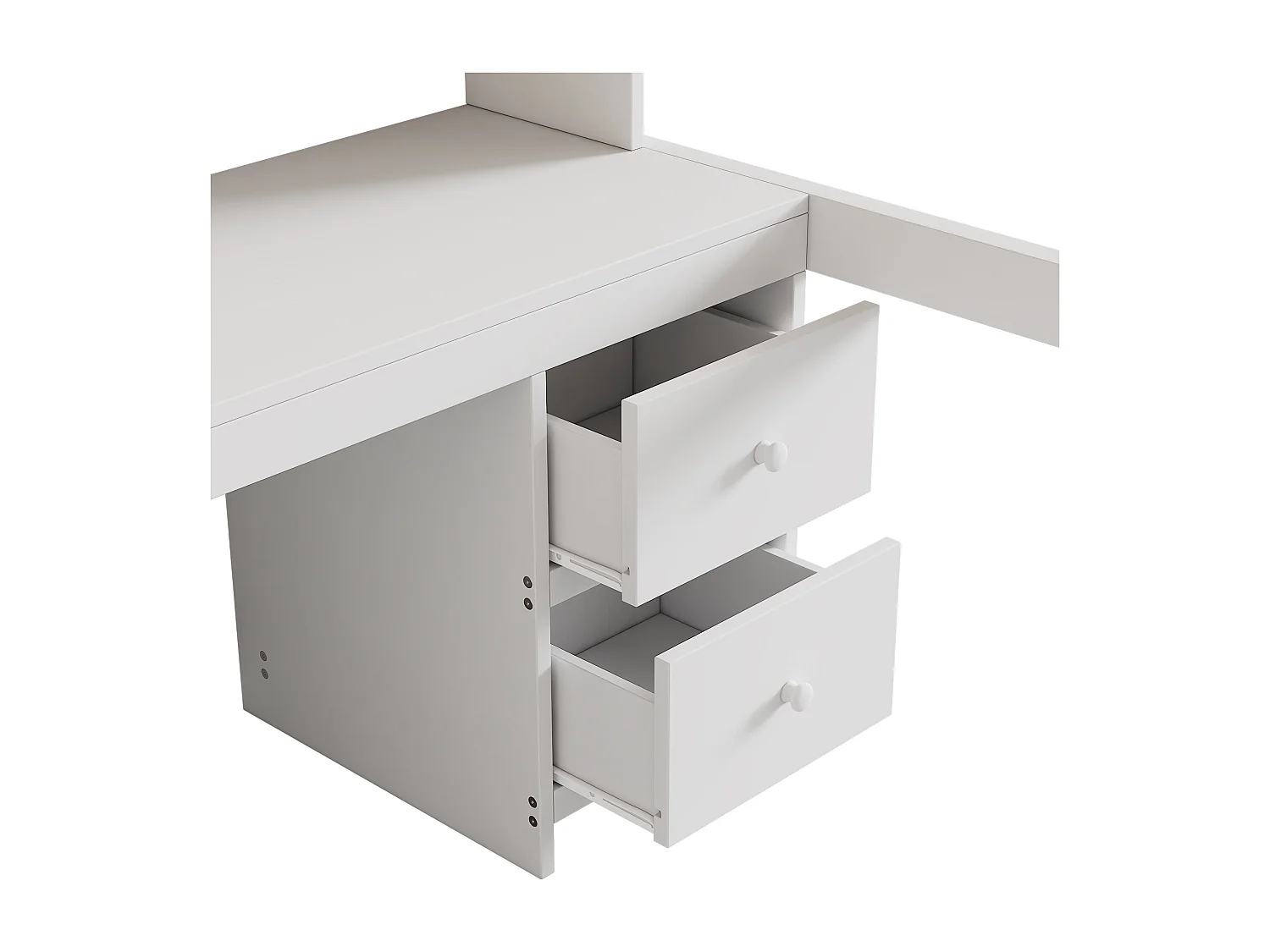 Lit mezzanine 90x200 cm - avec 4 tiroirs, 4 étagères - blanc