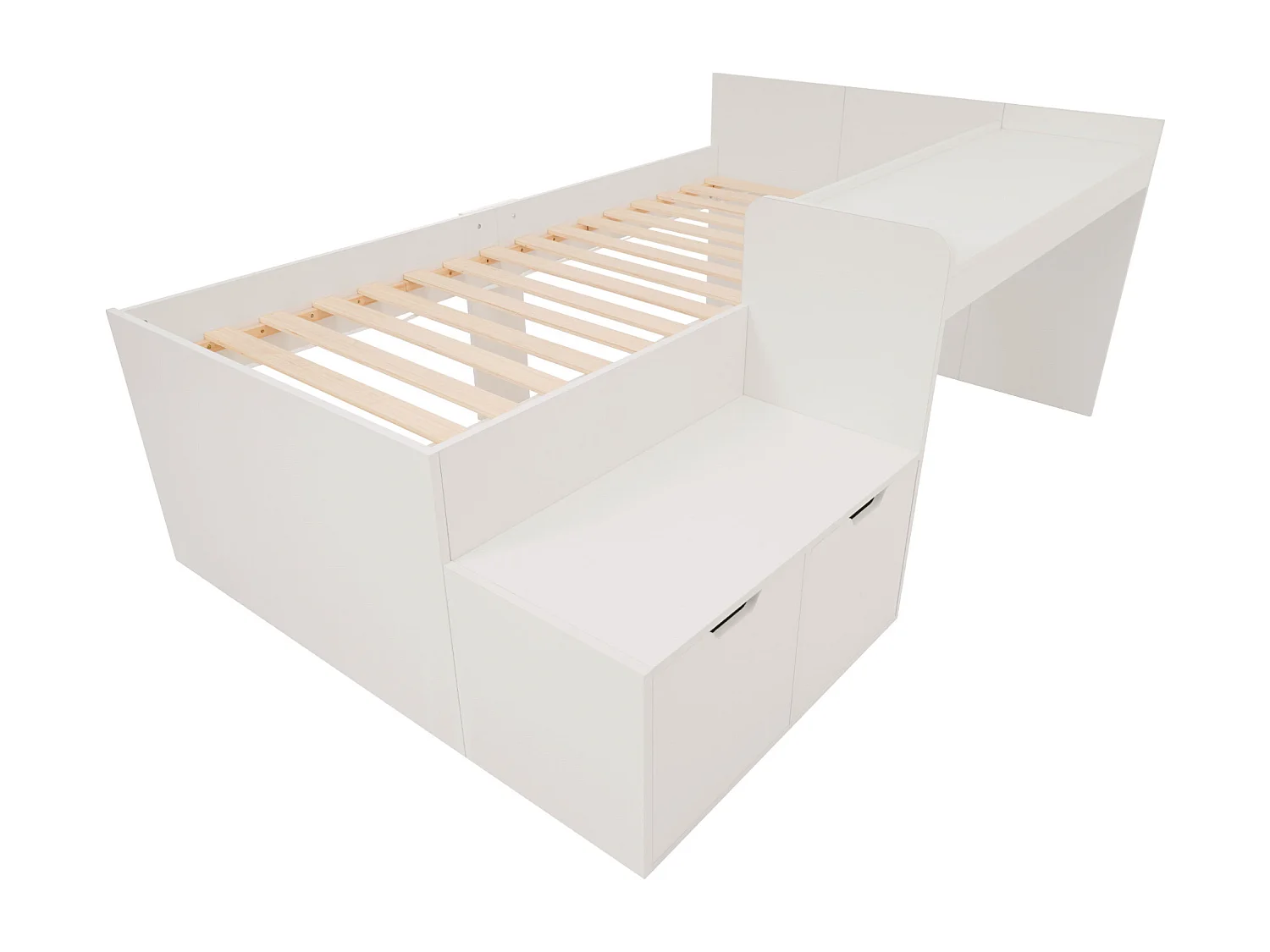 lit enfant 90 x 200 cm - avec 2 tiroirs - en pin - blanc - sans matelas