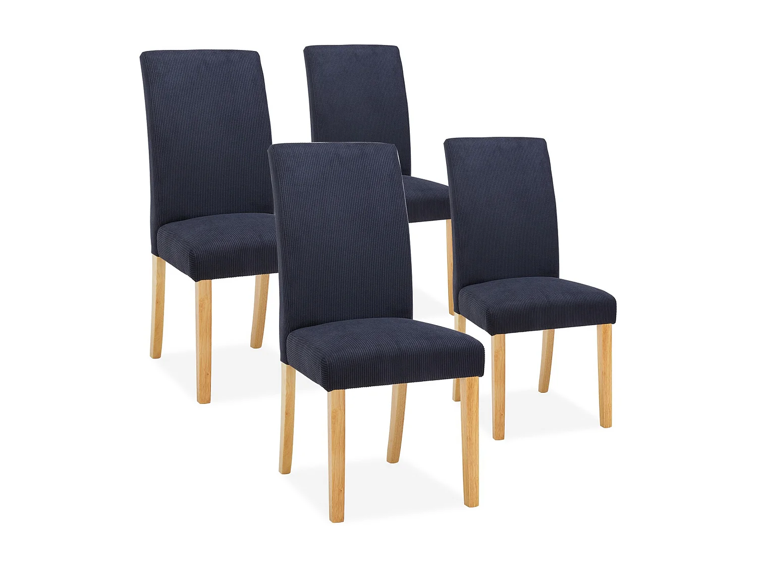 Lot de 4 chaises Rosie velours côtelé Noir