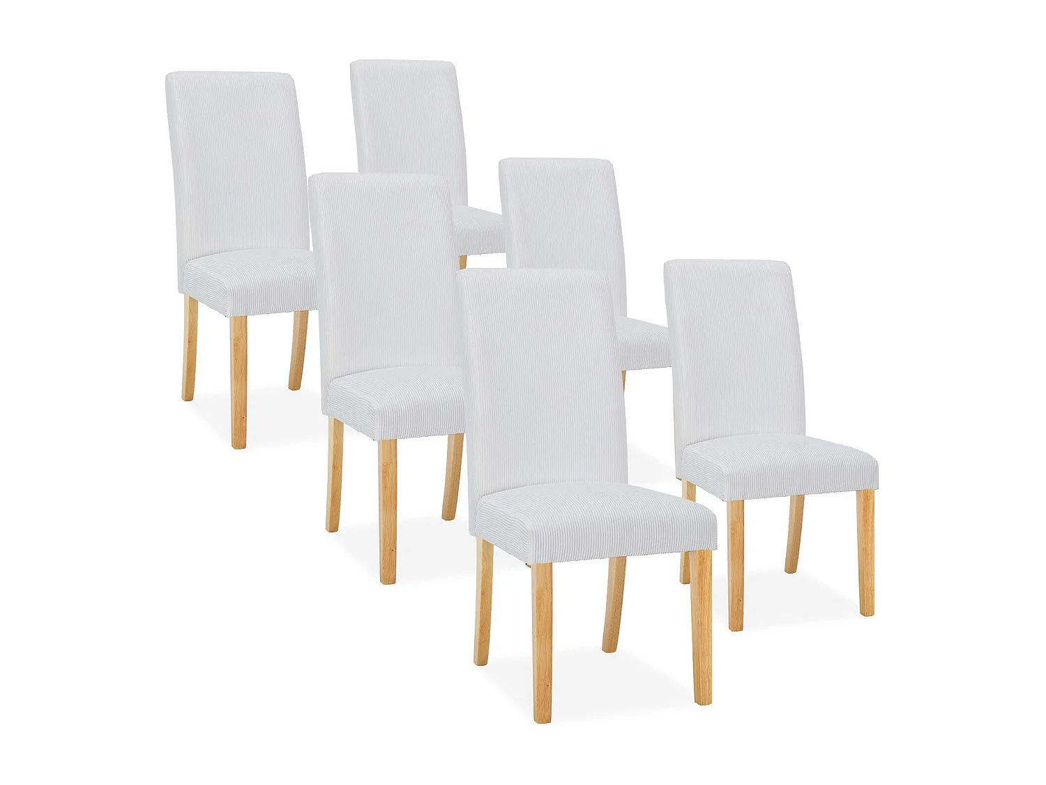 Lot de 6 chaises Rosie velours côtelé Blanc