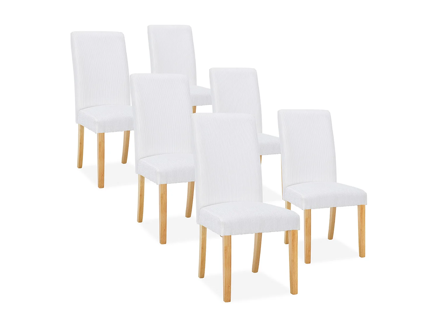 Lot de 6 chaises Rosie velours côtelé Blanc
