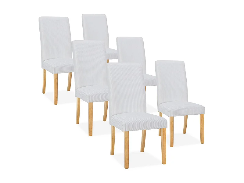 Lot de 6 chaises Rosie velours côtelé Blanc