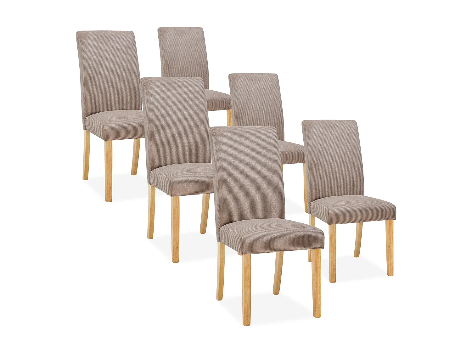Lot de 6 chaises Rosie velours côtelé Taupe