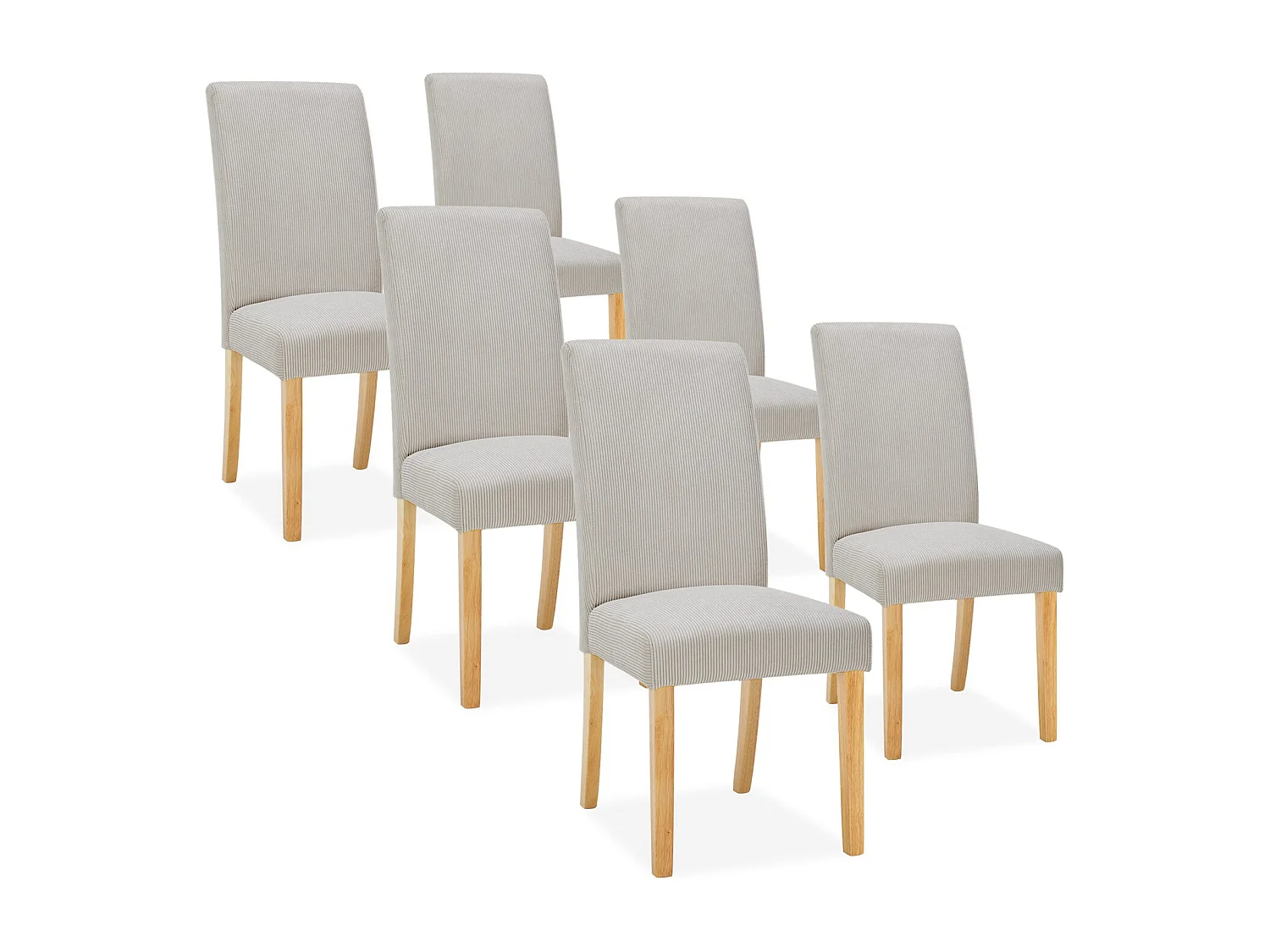 Lot de 6 chaises Rosie velours côtelé Beige