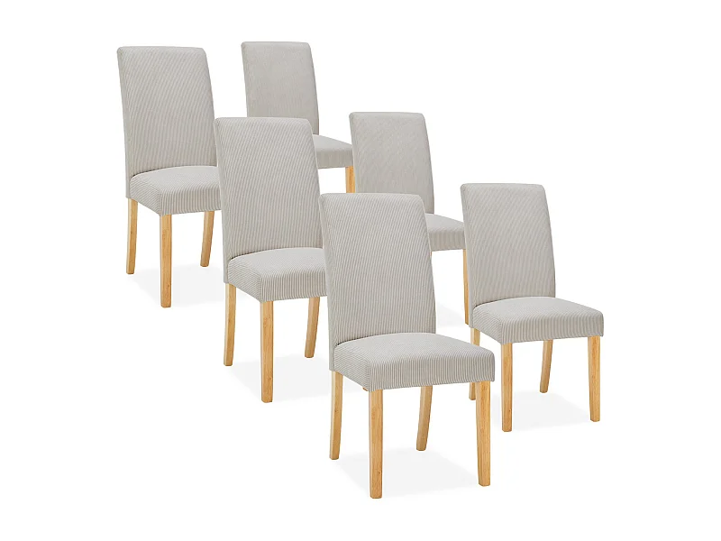 Lot de 6 chaises Rosie velours côtelé Beige