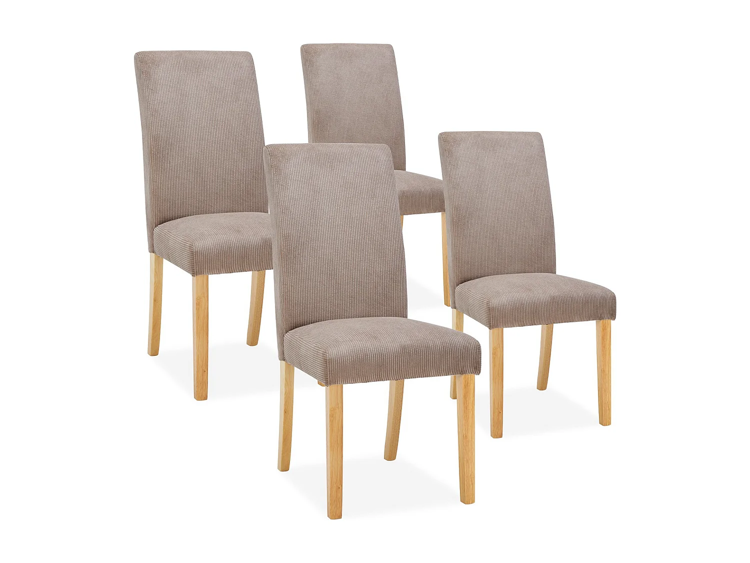 Lot de 4 chaises Rosie velours côtelé Taupe